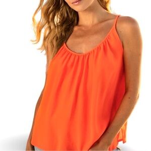 Silky Orange Cami Top with Spaghetti Straps Size Large